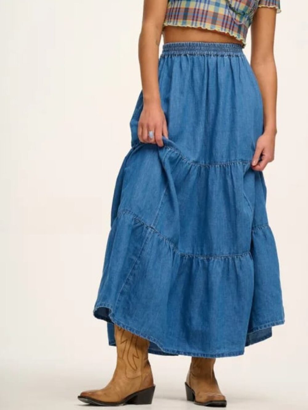 Lucy & Yak denim maxi skirt